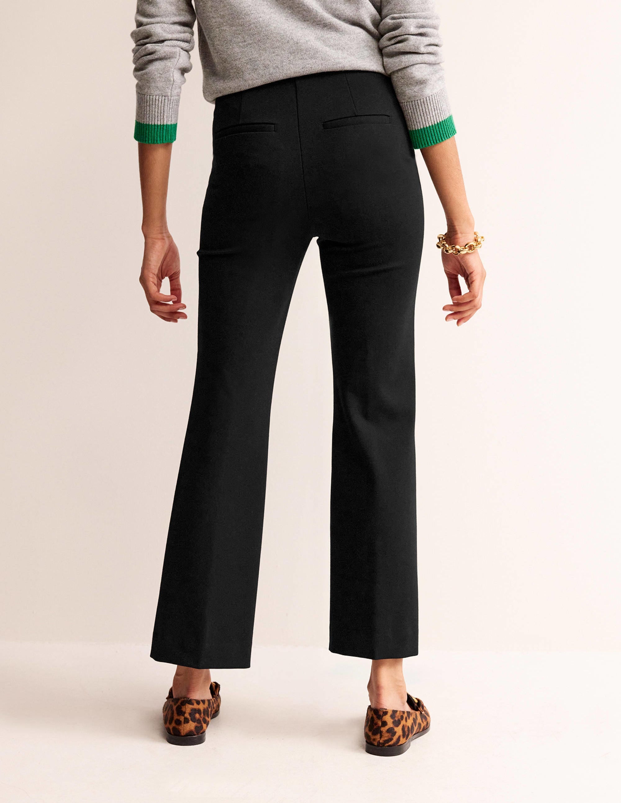 Pantalon évasé à enfiler en point de Rome-Noir - Image 3