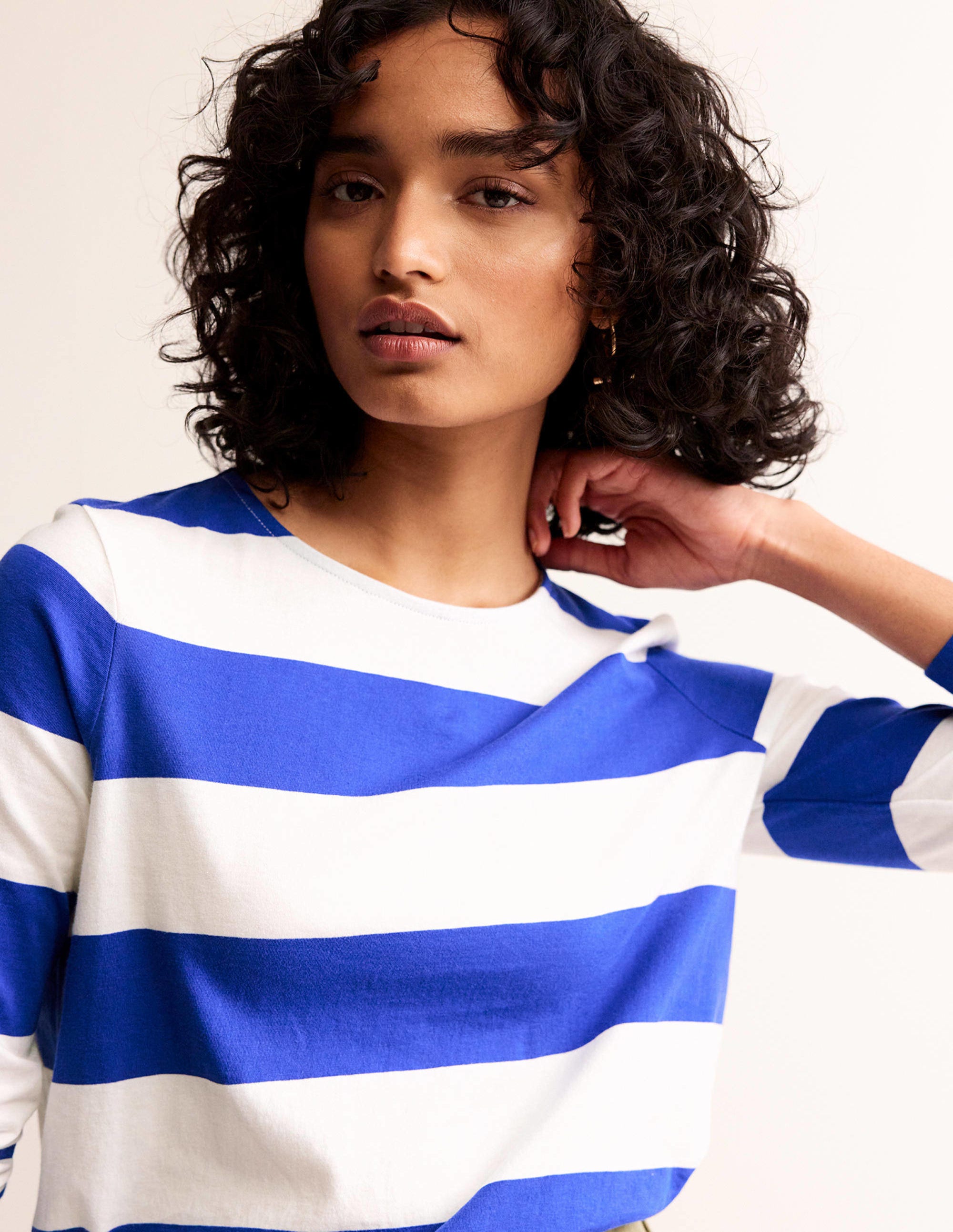 Marinière Bea à manches longues-Blau, Naturweiß Breite Streifen - Image 2