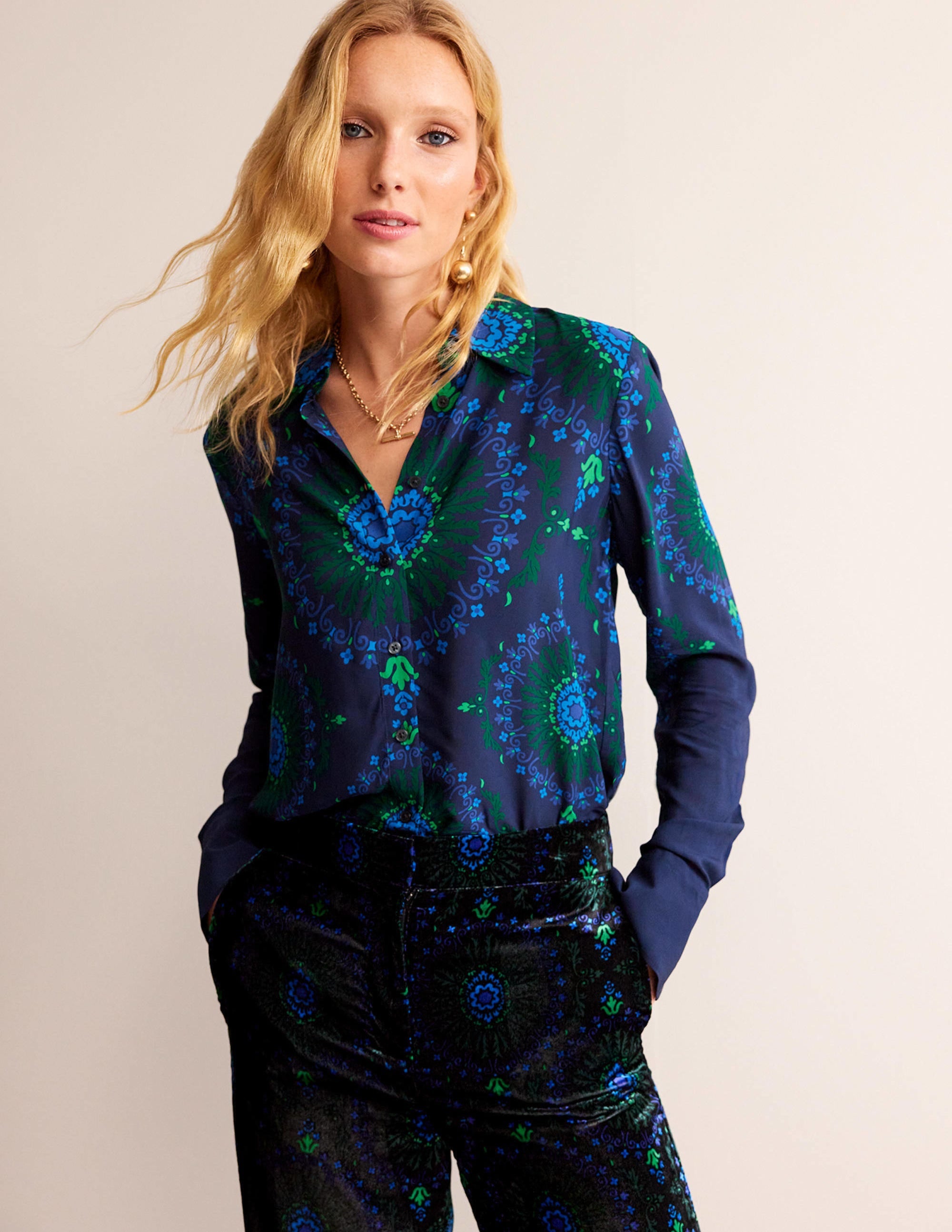 Sienna Hemd-Französisches Marineblau, Artizian Geo - Image 1