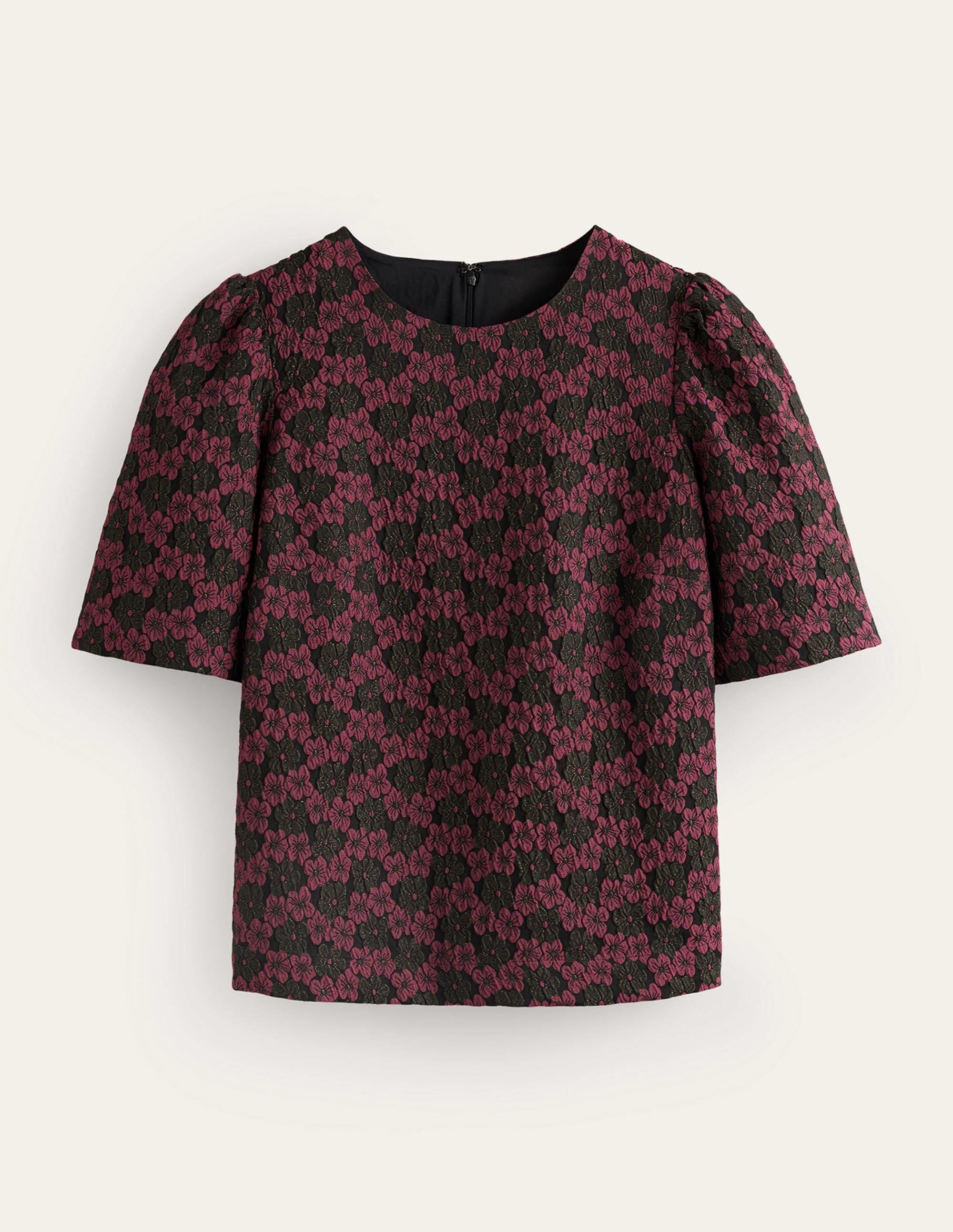 Kurzärmliges Jacquard-Oberteil-Jacquard Floral - Image 5