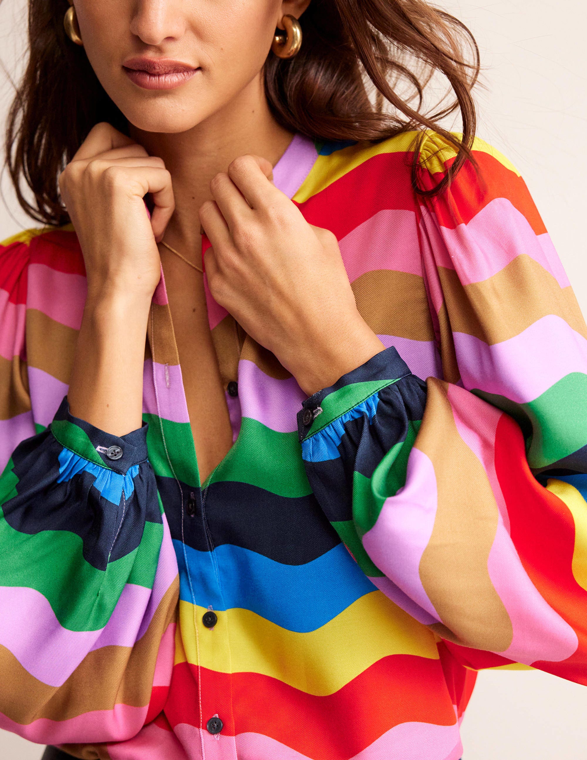 Blouse à manches blousantes-Multi, vague arc-en-ciel - Image 2