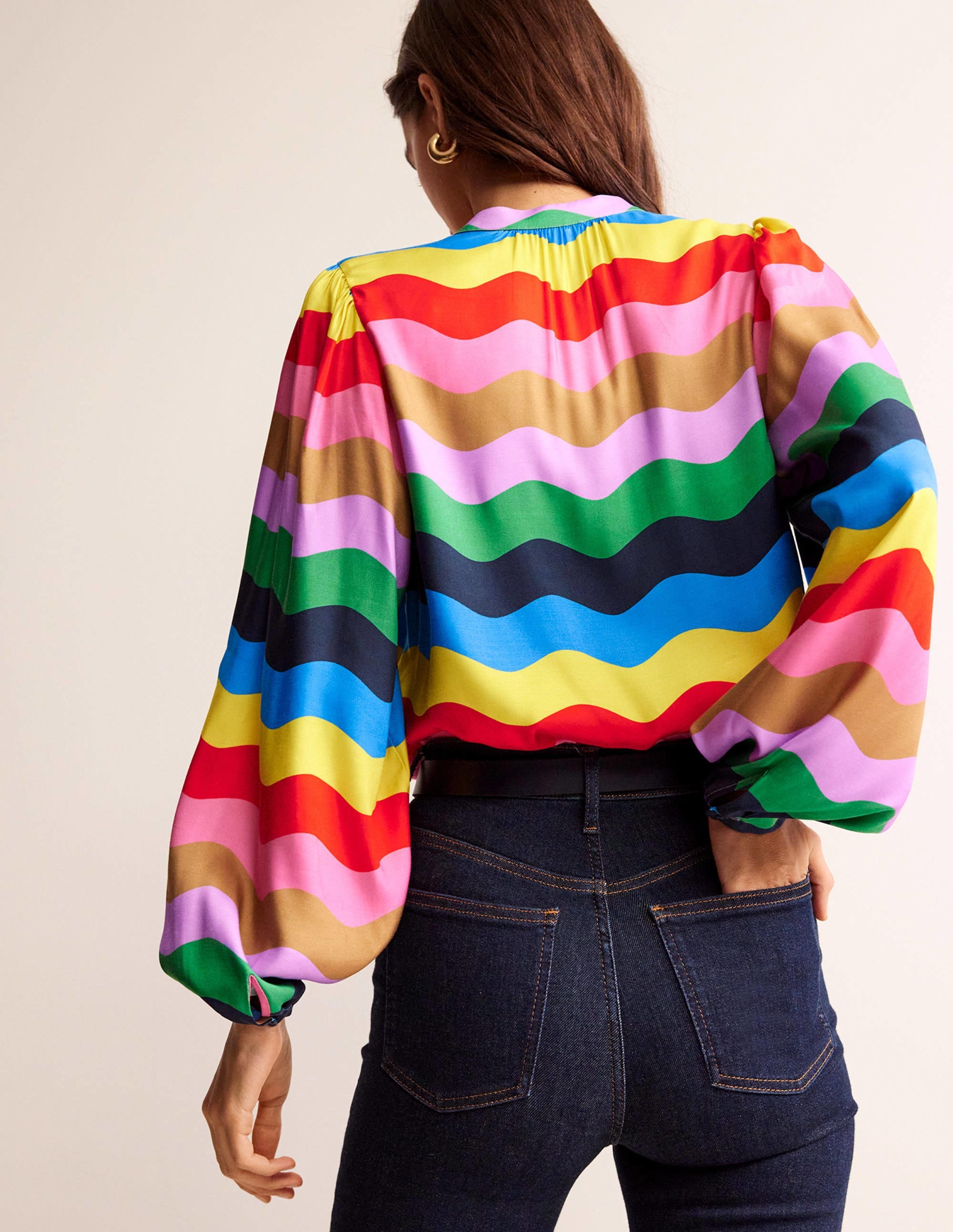 Blouse à manches blousantes-Multi, vague arc-en-ciel - Image 3