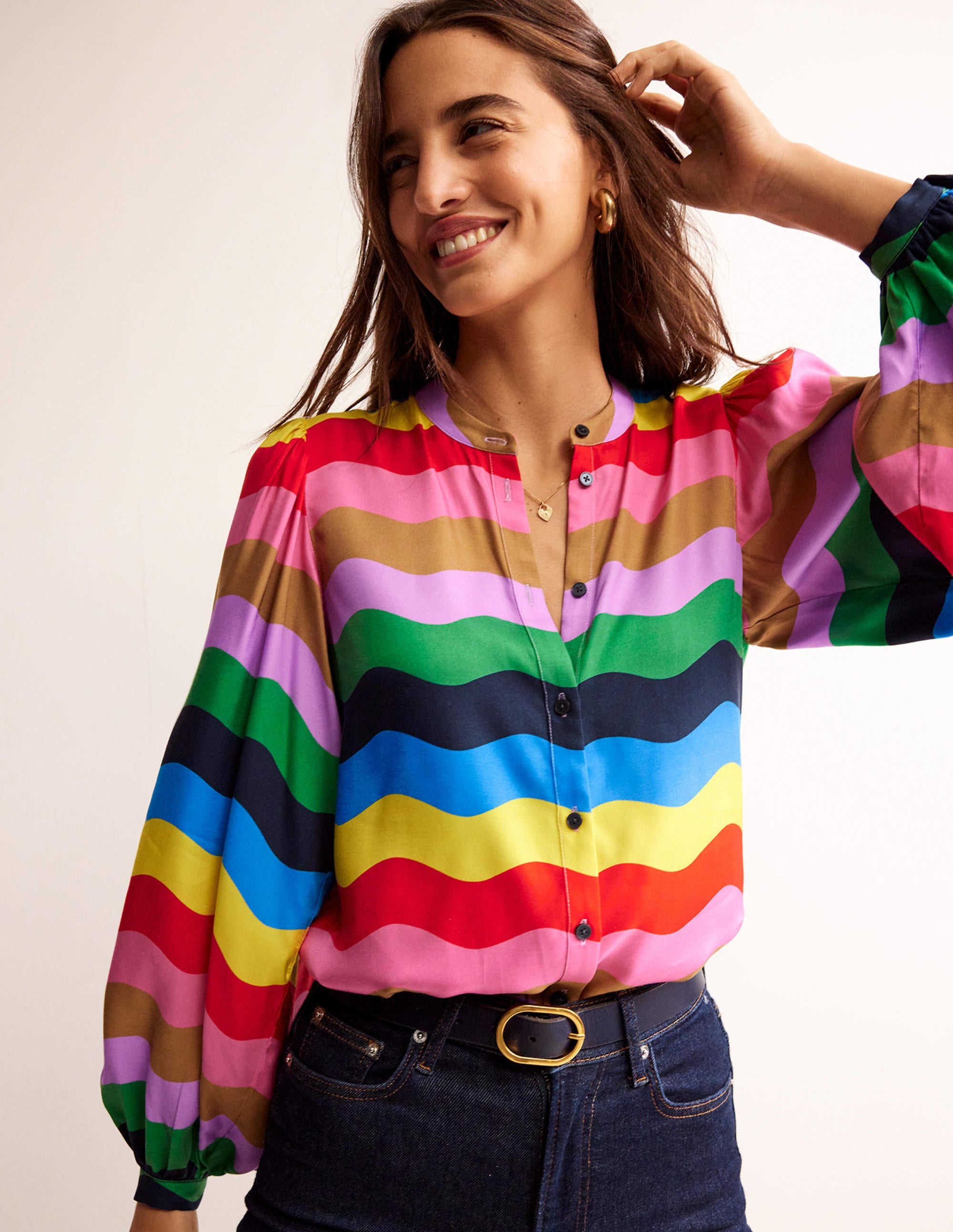 Blouse à manches blousantes-Multi, vague arc-en-ciel - Image 4