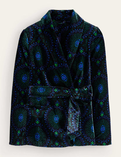 Samtjacke mit Bindeband-Schwarz, Artizian Geo-7