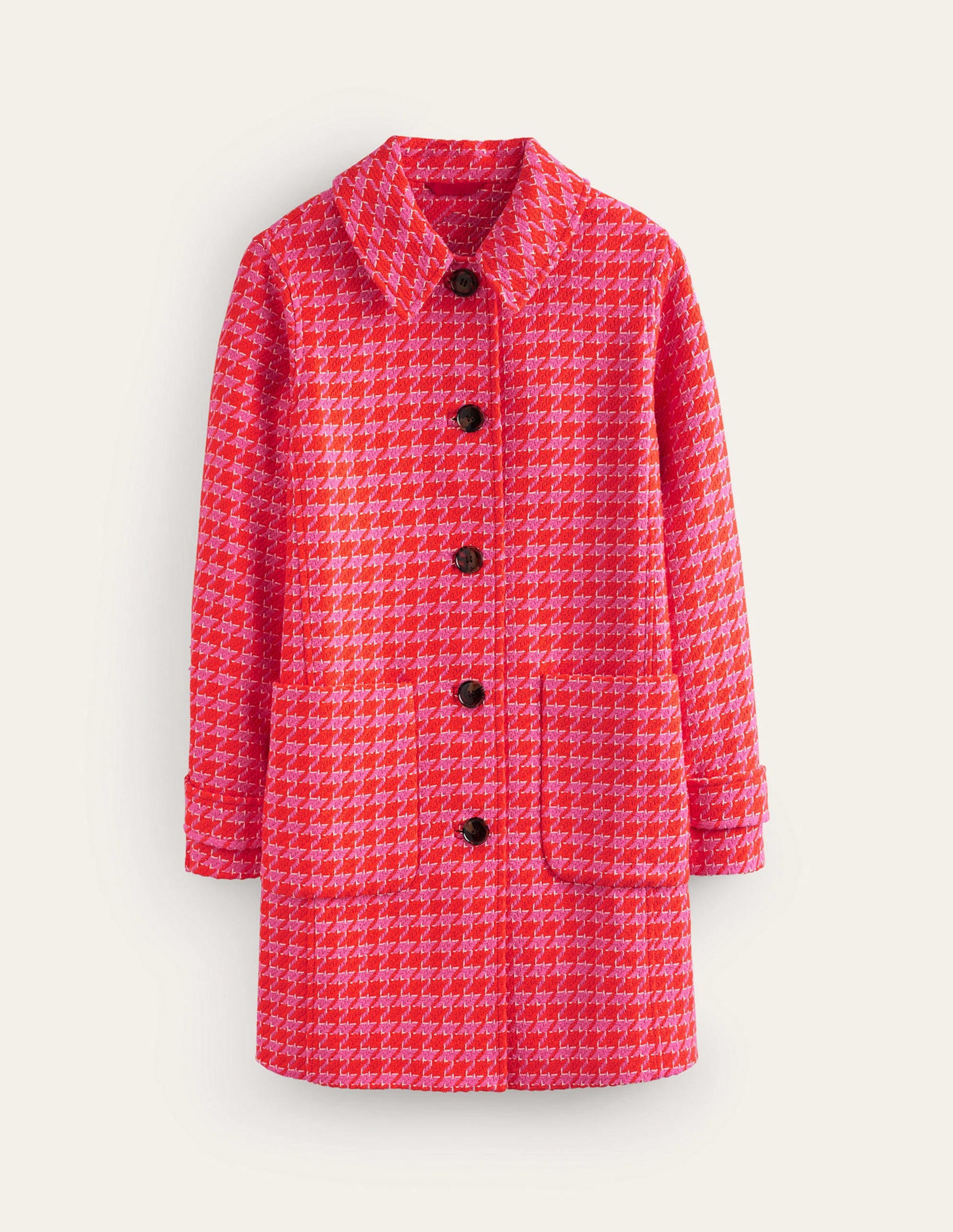 Button Checked Fitted Coat-Dogstooth-6