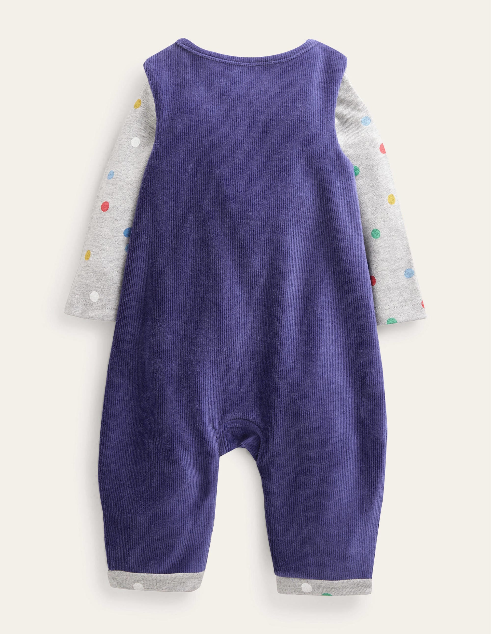 Ensemble avec salopette en jersey de velours côtelé-Bleu tribord - Image 2