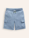 Short cargo en jersey-Bleu galet