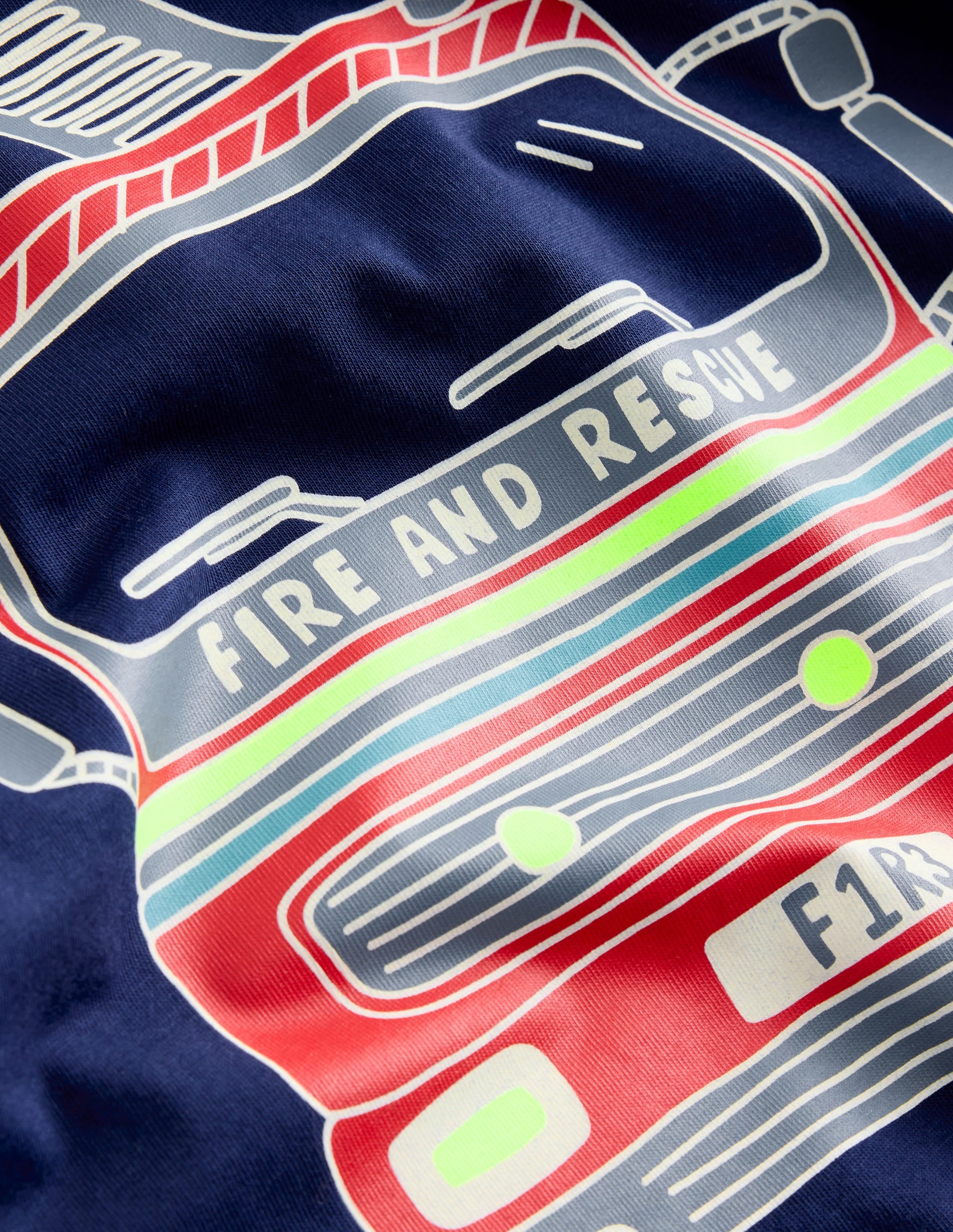 T-shirt phosphorescent-Camion de pompiers bleu marine universitaire - Image 3