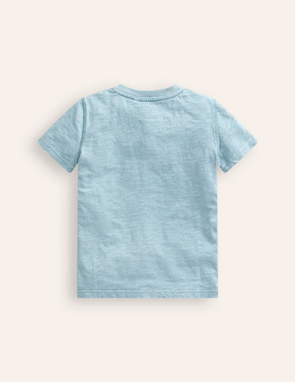T-shirt à col tunisien en coton délavé-Bleu vintage-2