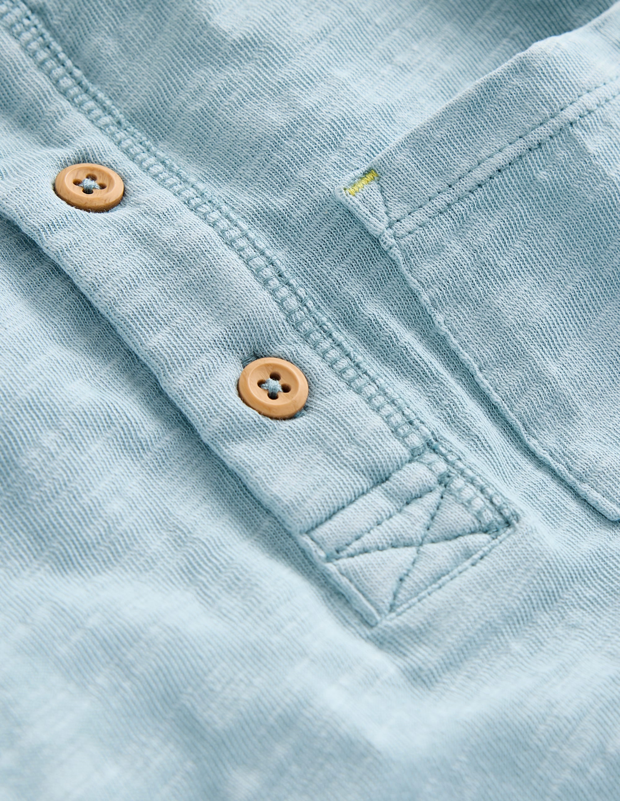 Henley T-Shirt aus gewaschener Baumwolle-Vintage Blau - Image 3