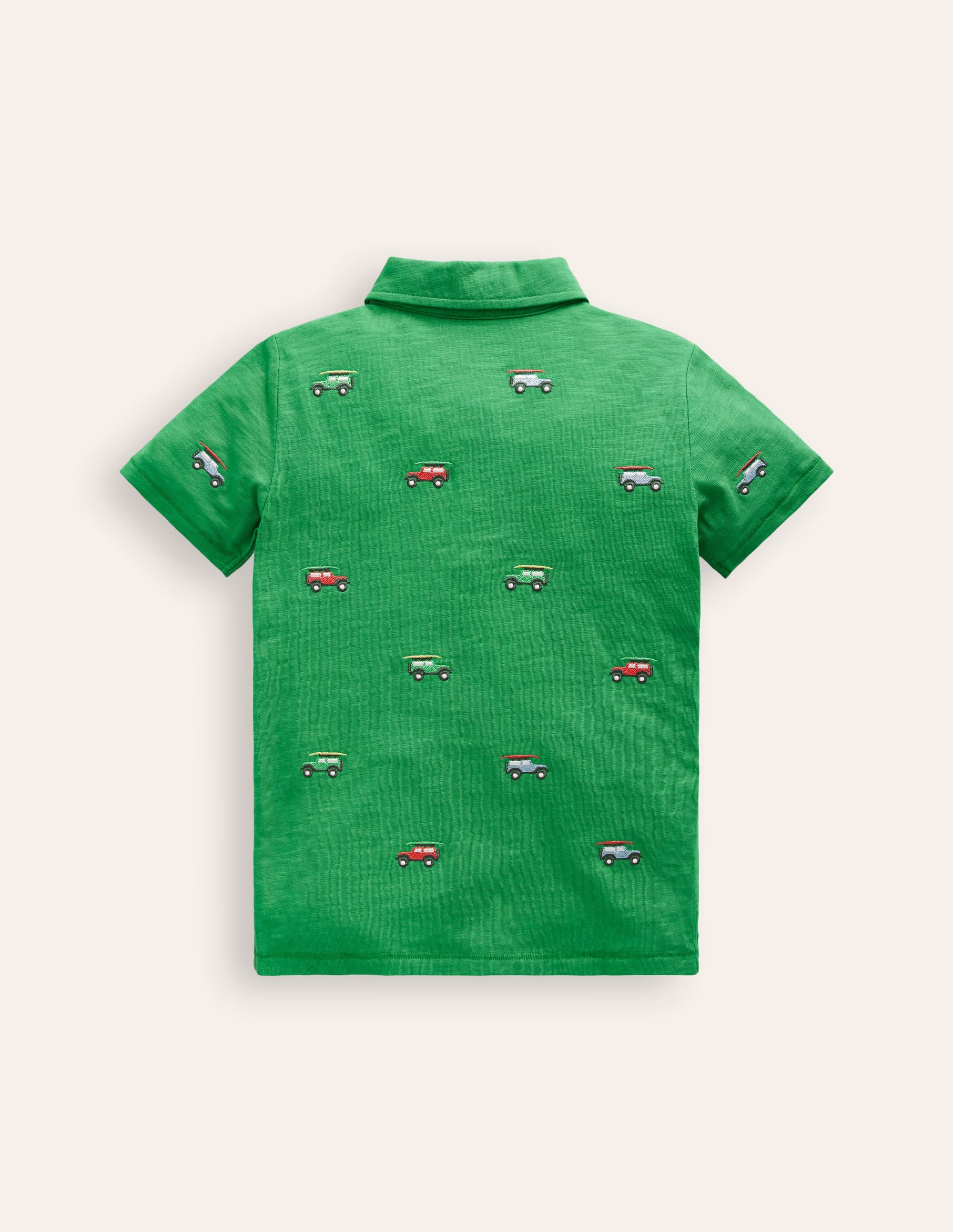 Embroidered Slub Polo Shirt-Shamrock Green Jeep - Image 2