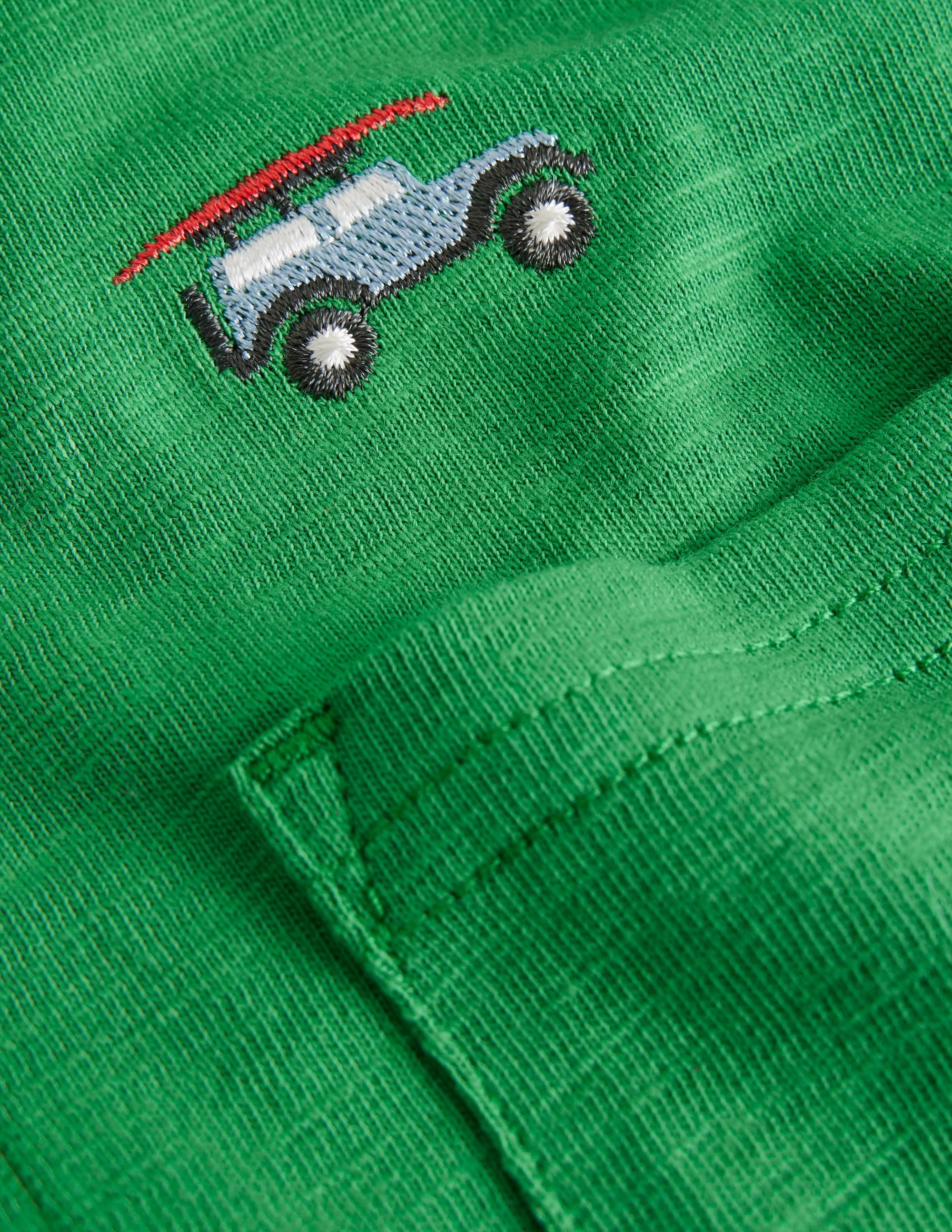 Embroidered Slub Polo Shirt-Shamrock Green Jeep - Image 3