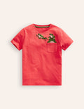 T-Shirt mit Superstitch an Brusttasche-Marmeladenrot Frösche