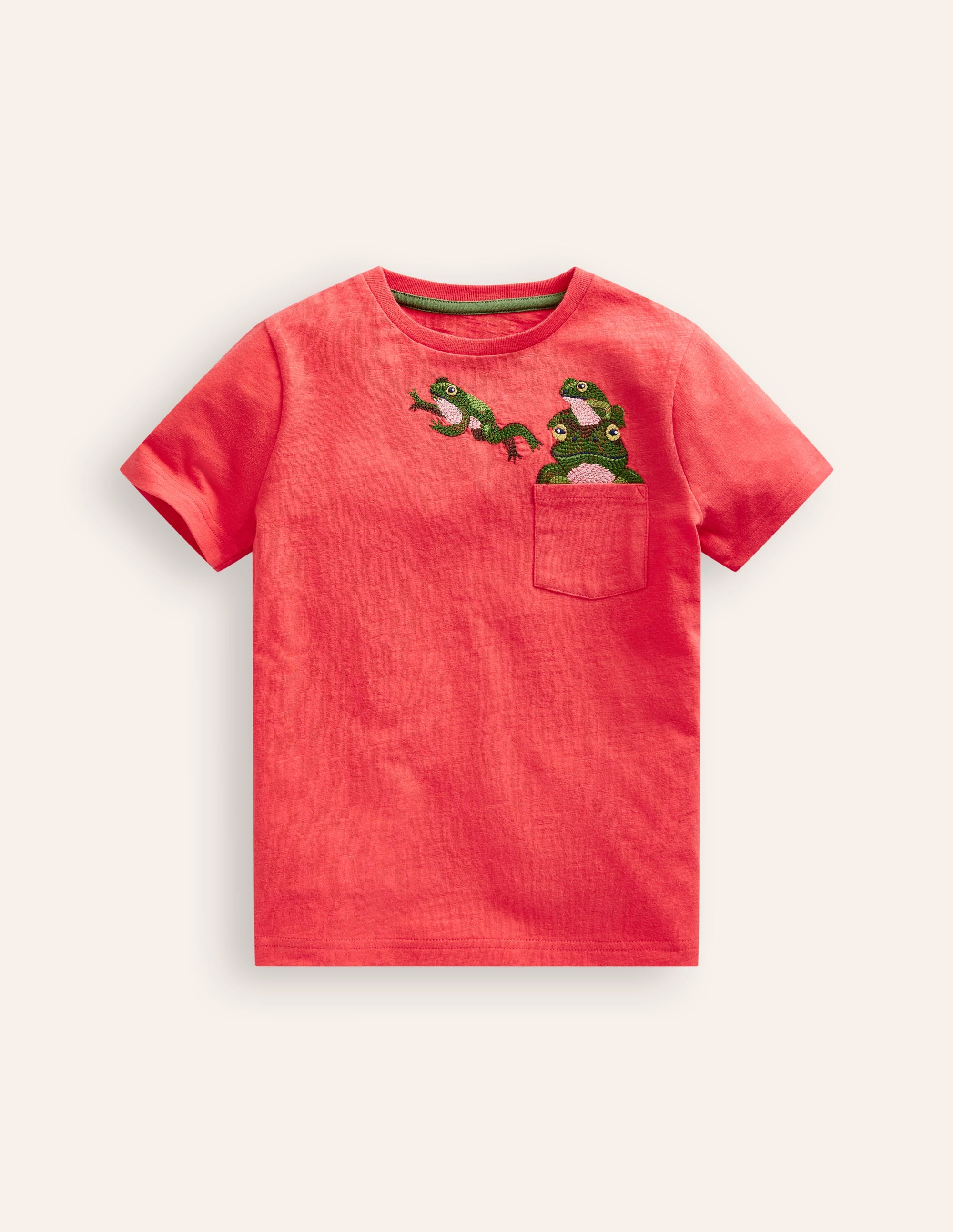 T-Shirt mit Superstitch an Brusttasche-Marmeladenrot Frösche - Image 1