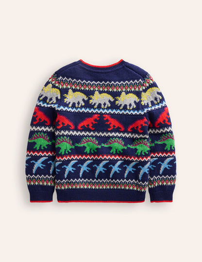 Pull motif jacquard-Aristocratic Blue/ Ivory Stripe-3