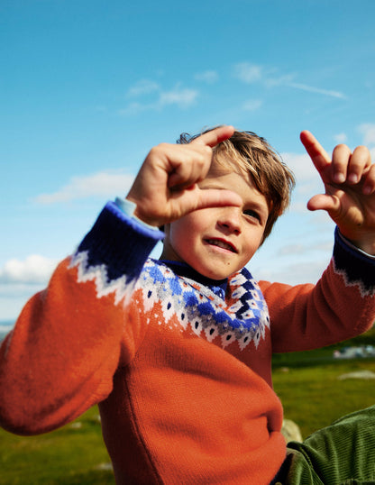 Fair Isle Jumper-Terracotta Orange