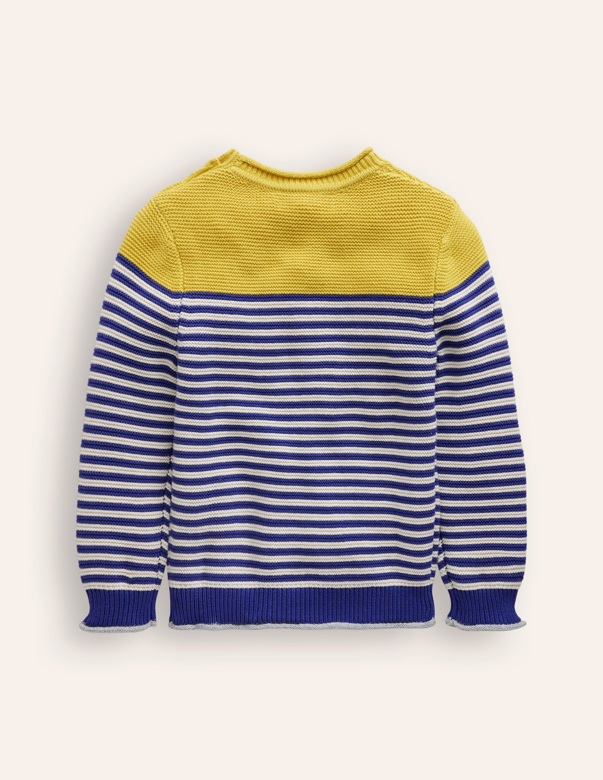 Pull en coton rayé pour tous les jours-Bleu saphir et écru chiné - Image 2