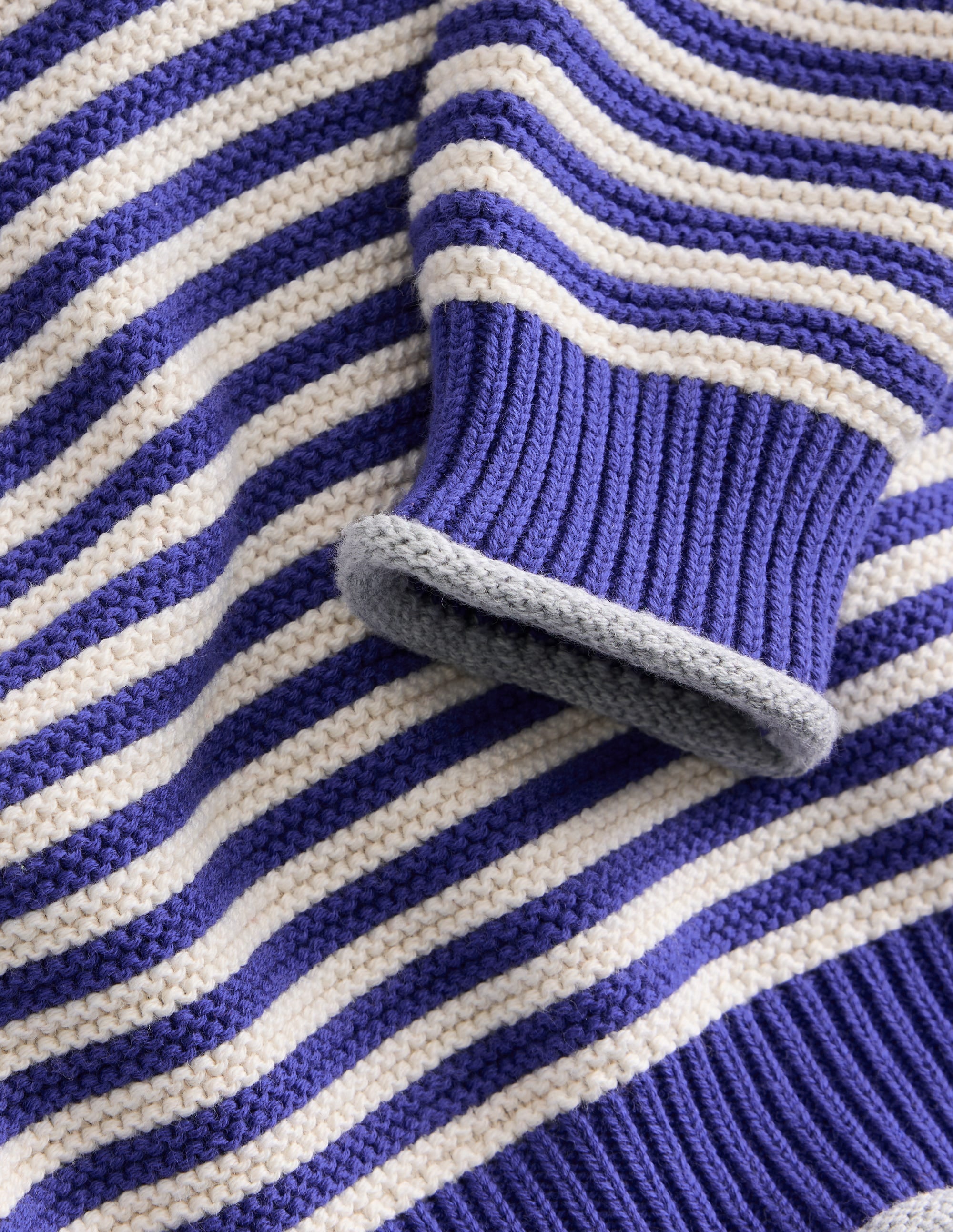 Pull en coton rayé pour tous les jours-Bleu saphir et écru chiné - Image 3