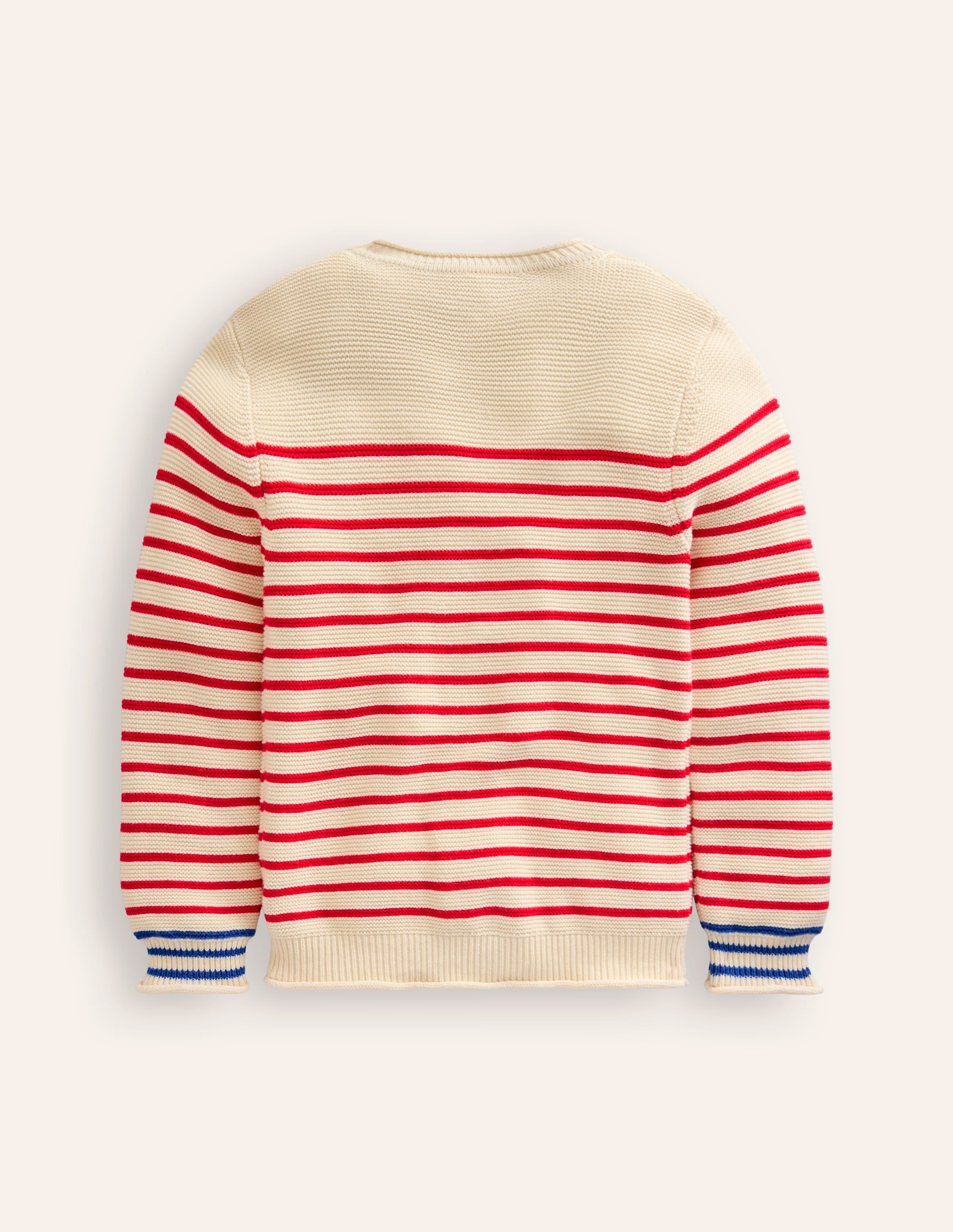 Pull en coton rayé pour tous les jours-Rayé écru chiné et rouge confiture - Image 2