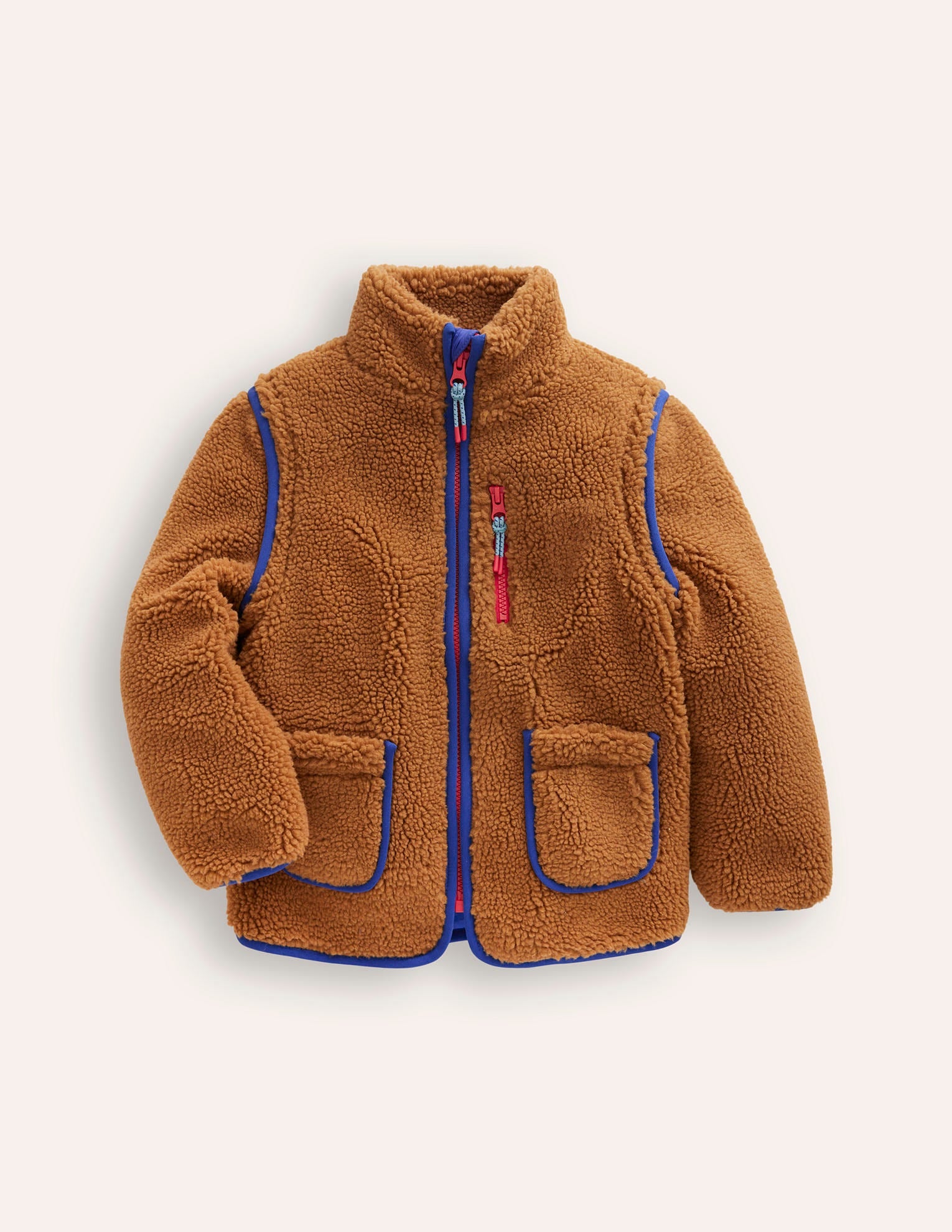 2-in-1  Borg Jacket-Butterscotch Brown Borg - Image 1