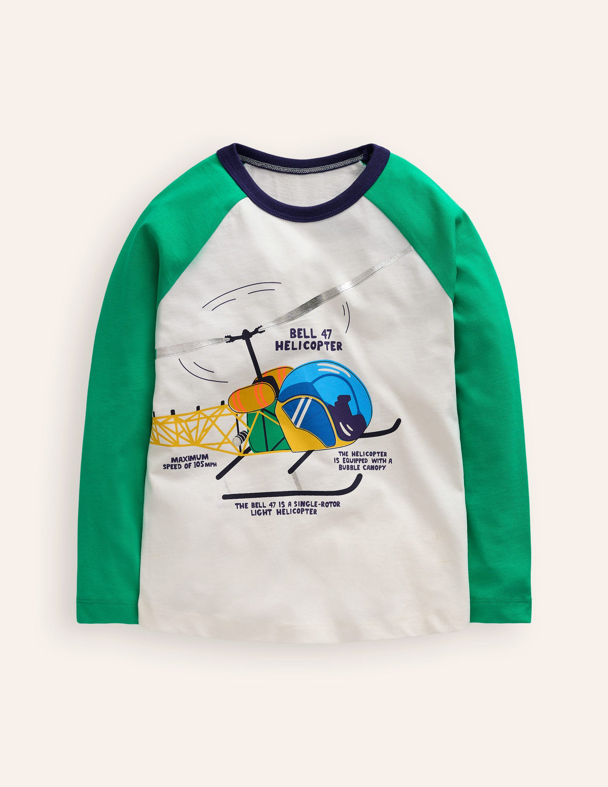 T-Shirt mit Logodruck und Raglanärmeln-Topasgrün Hubschrauber-1
