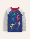 T-Shirt mit Logodruck und Raglanärmeln-Segelblau, Fußball