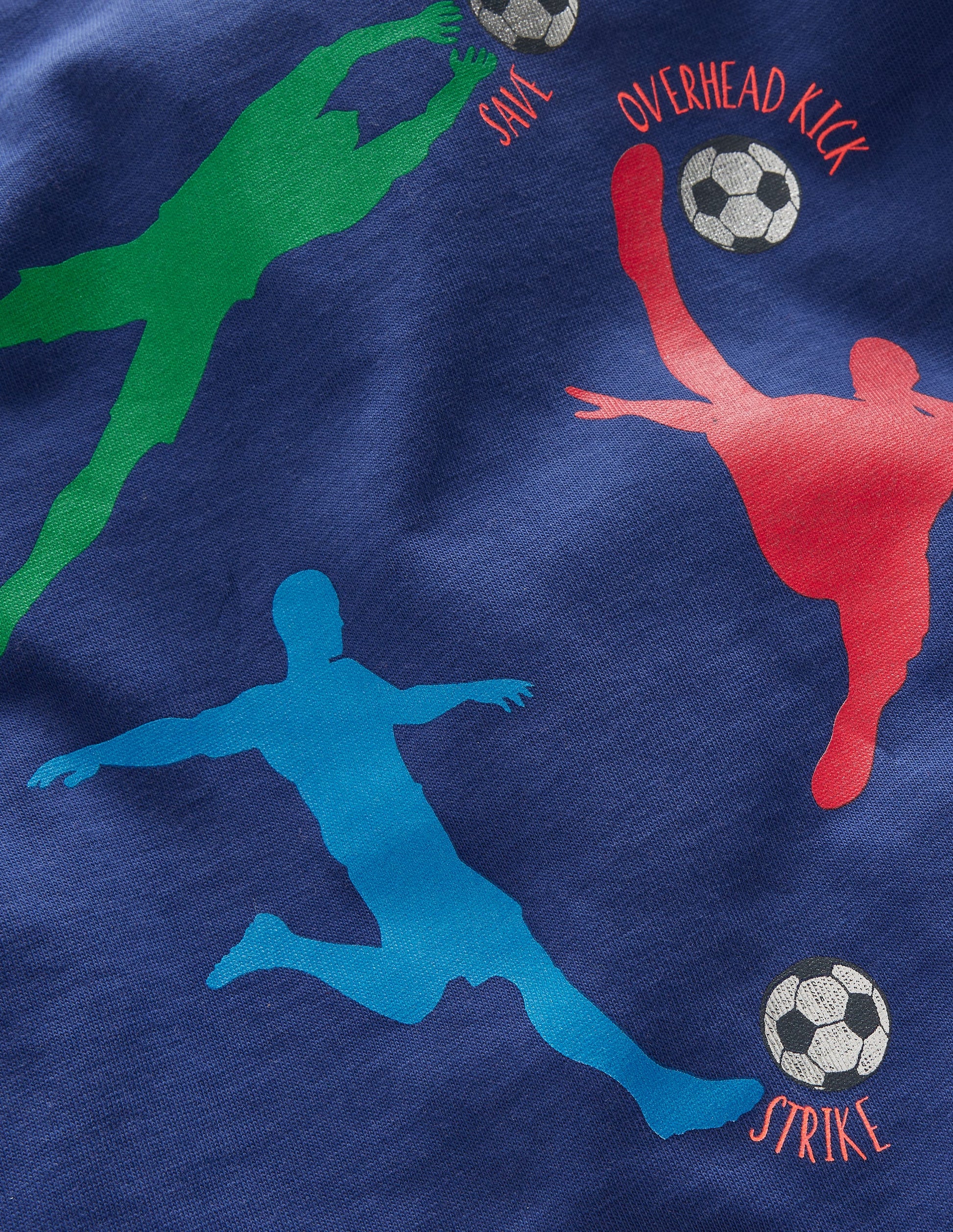 T-Shirt mit Logodruck und Raglanärmeln-Segelblau, Fußball-3