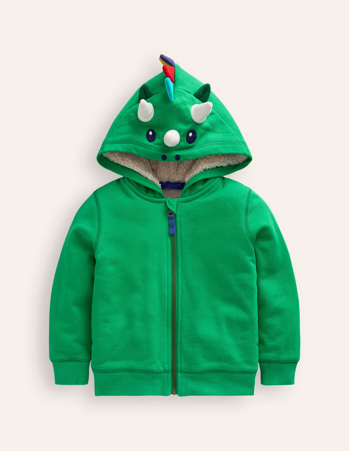 Sweat à capuche fantaisie à doublure douillette-Dragon vert trèfle