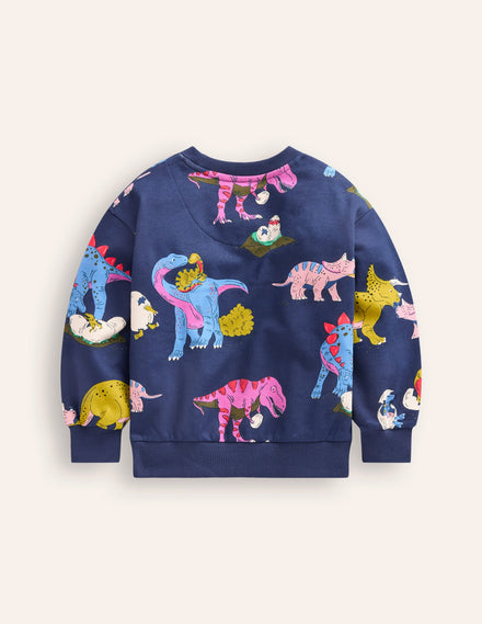 Bedrucktes Sweatshirt-Bunt Dino-Familie