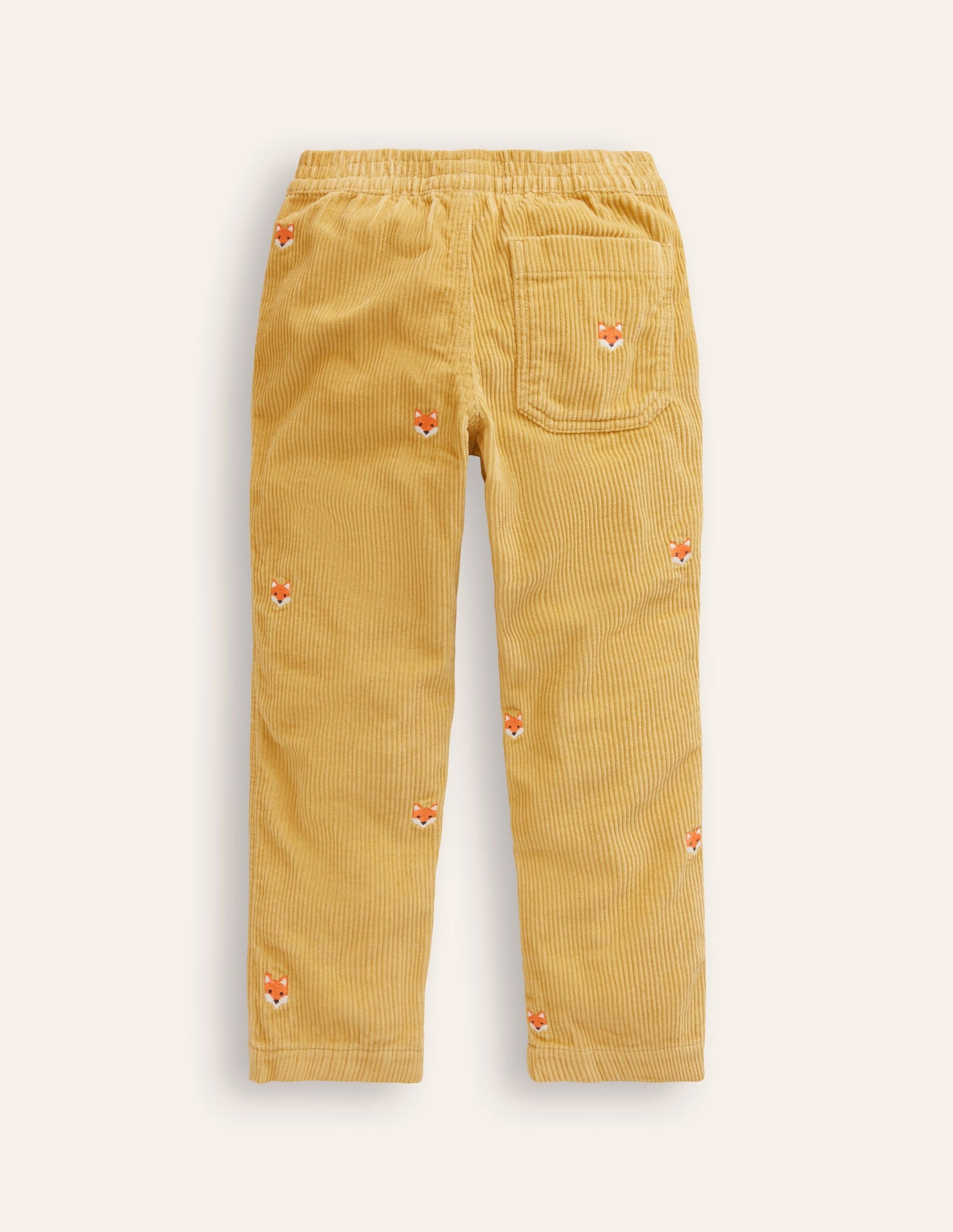 Pull-On Cord Trousers-Honeycomb Yellow Foxes