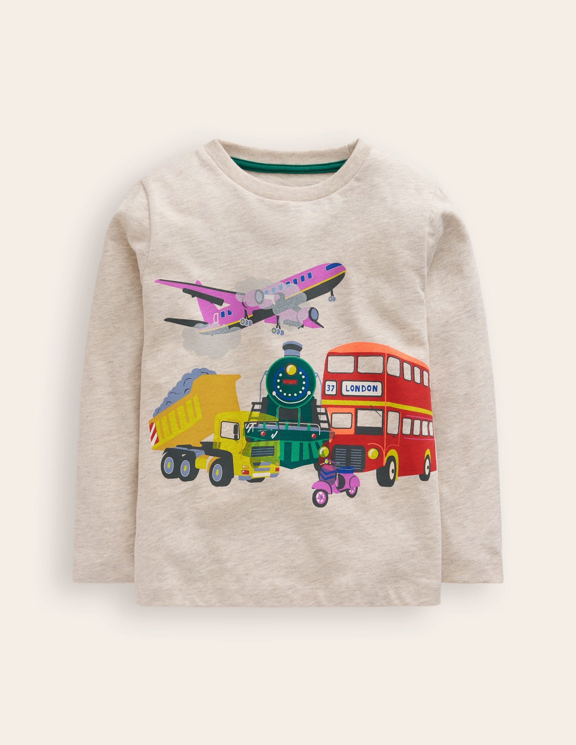 T-shirt avec logo imprimé-Moyens de transport avoine chiné - Image 1