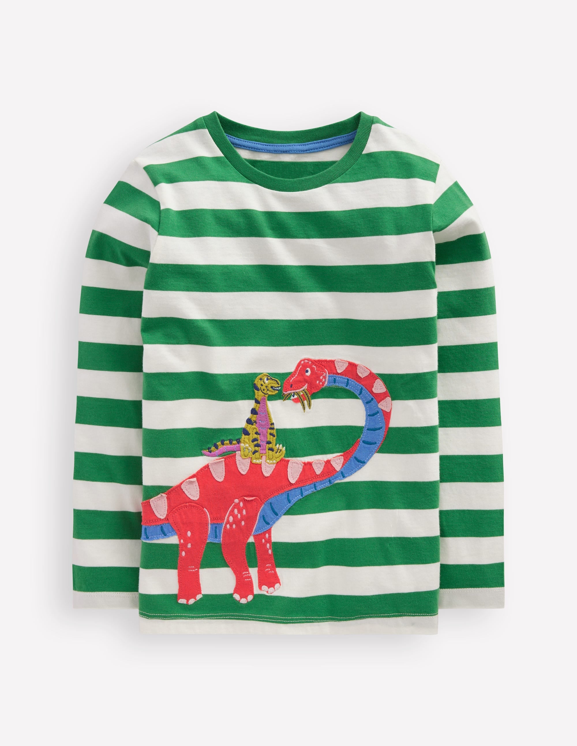 T-shirt à appliqué recto verso-Famille de dinos vert trèfle - Image 1