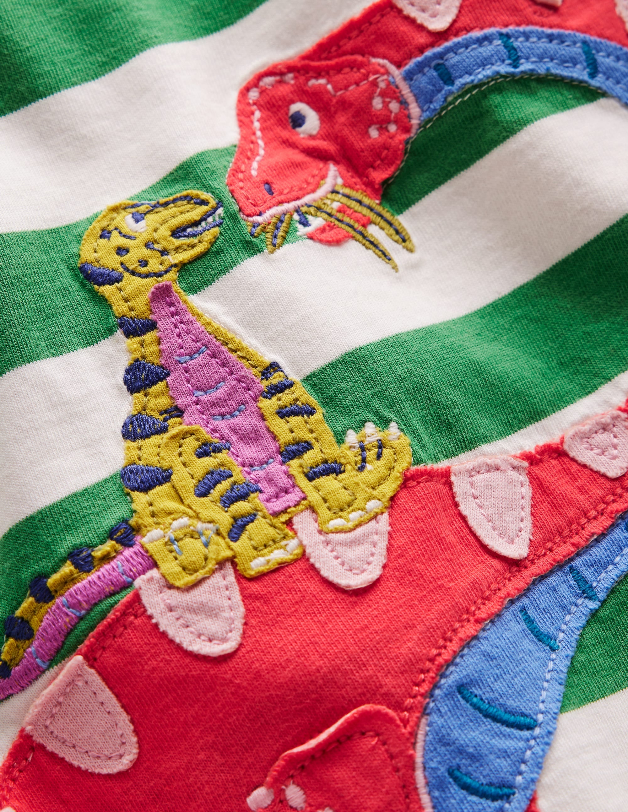 T-shirt à appliqué recto verso-Famille de dinos vert trèfle - Image 3