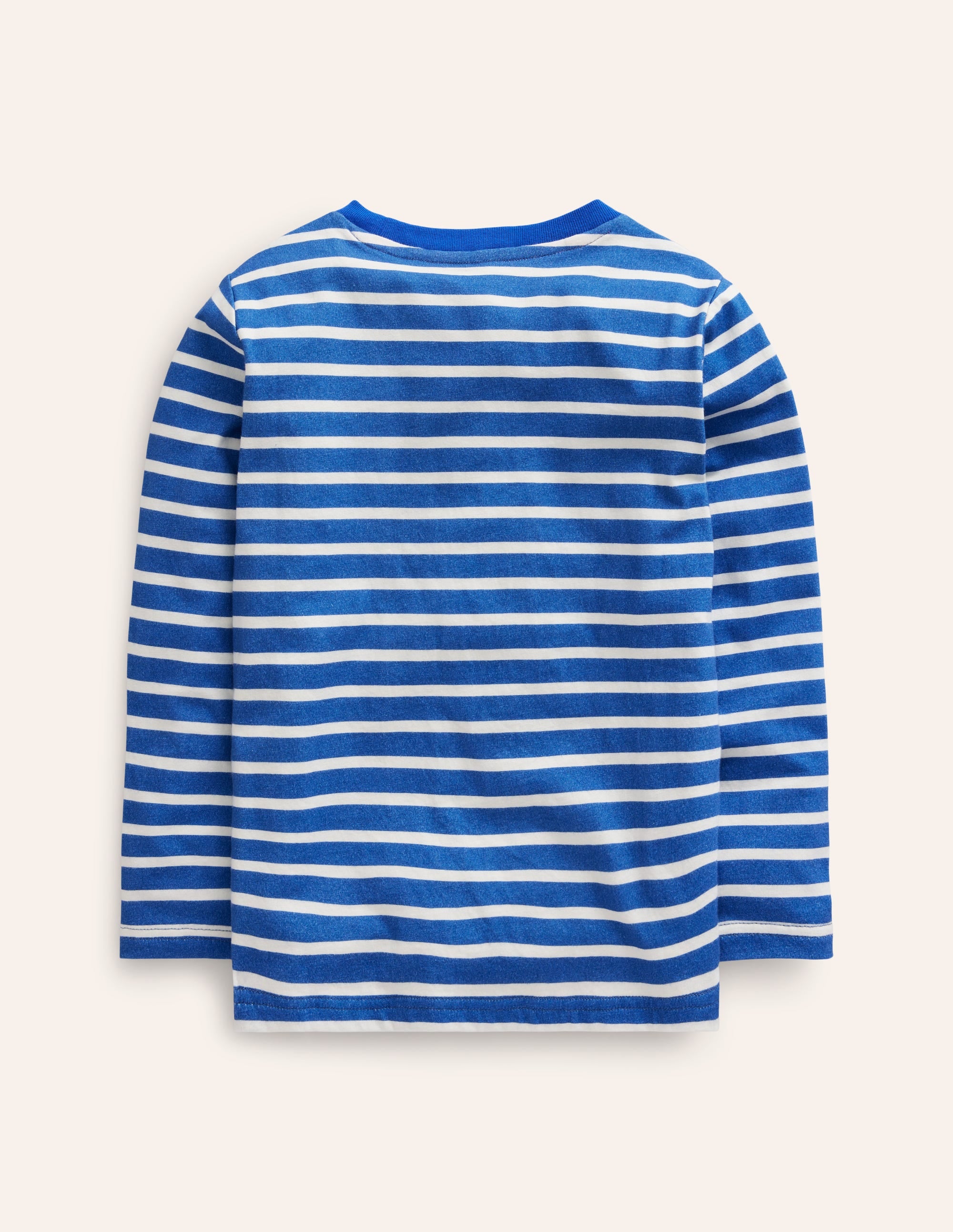 T-Shirt mit originellem Taschenaufdruck-Delft und Naturweiß Streifen - Image 2