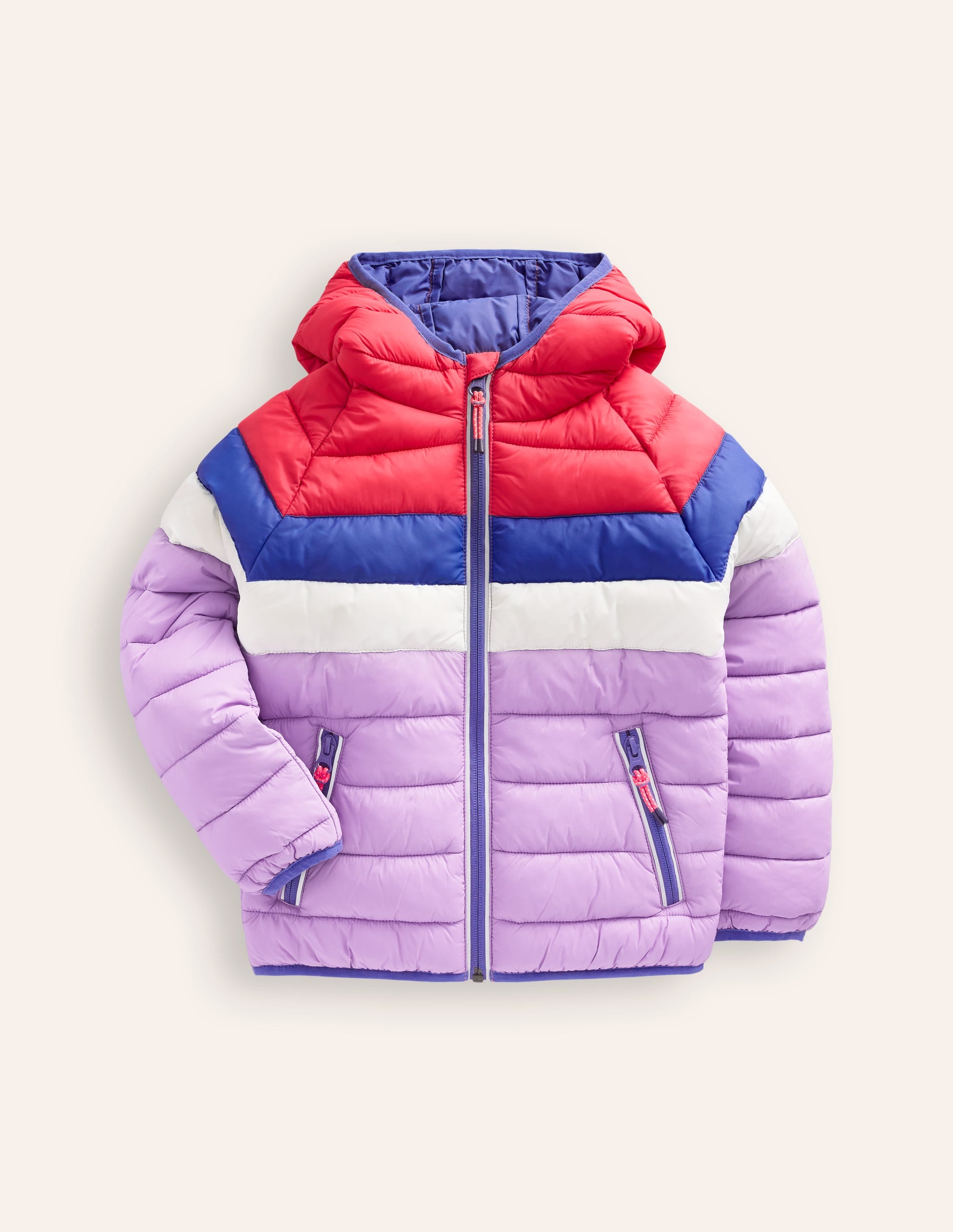 Pack-away Padded Jacket-Aster Purple Colourblock - Image 1