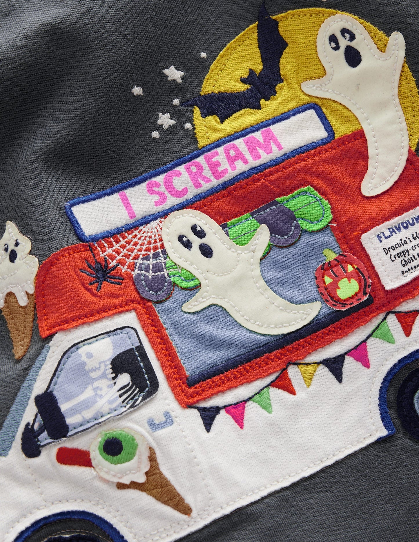 T-Shirt mit Halloween-Applikation-Rauchgrau Eiswagen