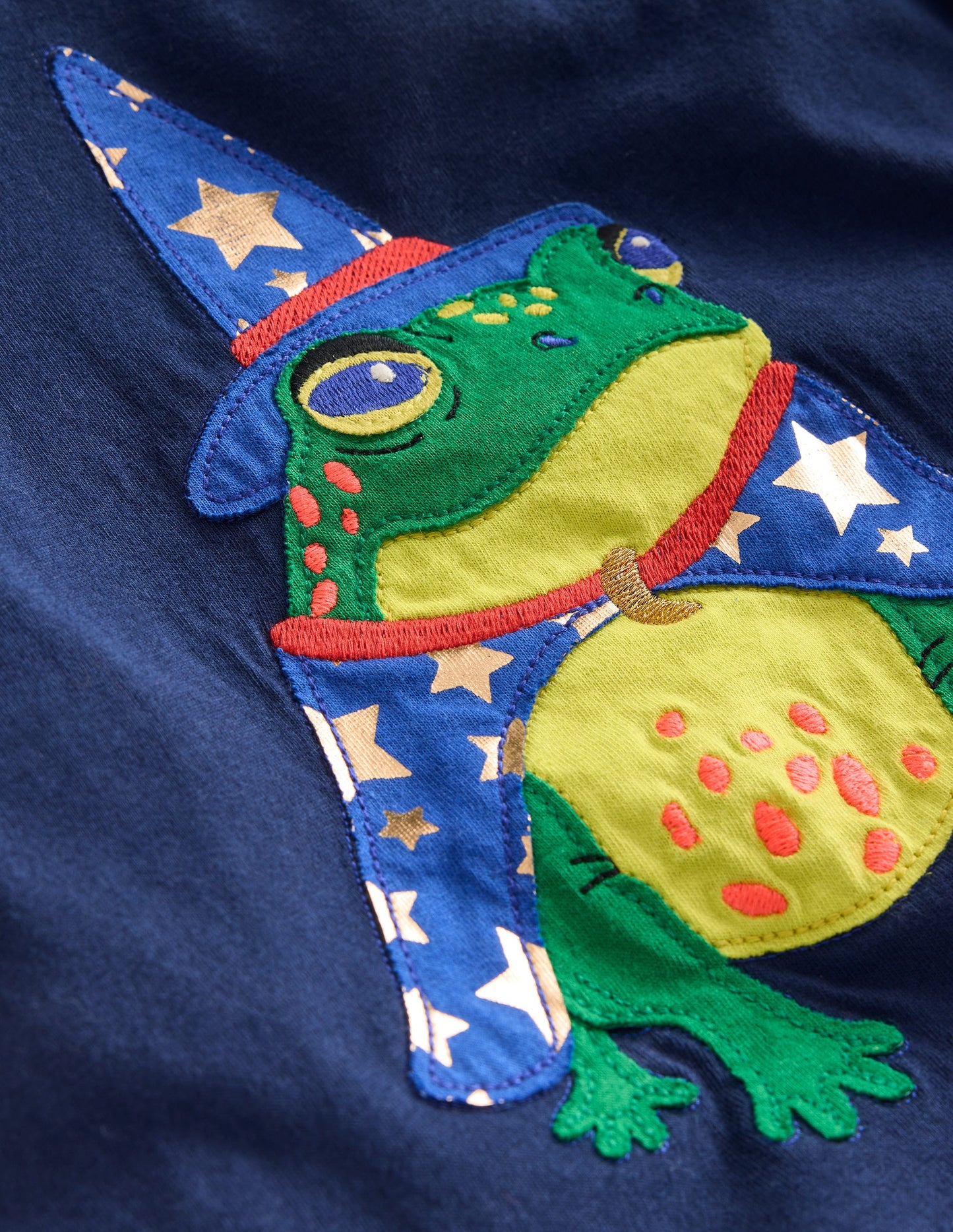 T-Shirt mit Halloween-Applikation-Schuluniform-Marineblau Frosch