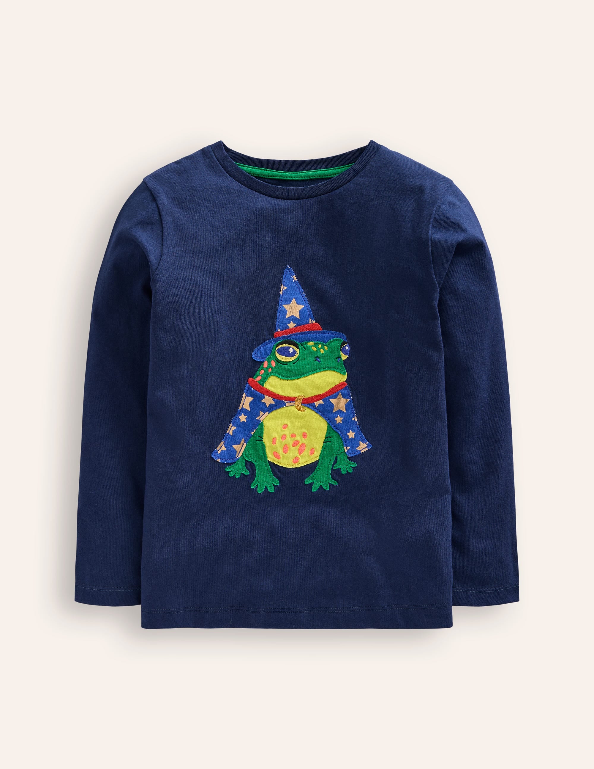 T-shirt à appliqué d'Halloween-Grenouille bleu marine universitaire - Image 1