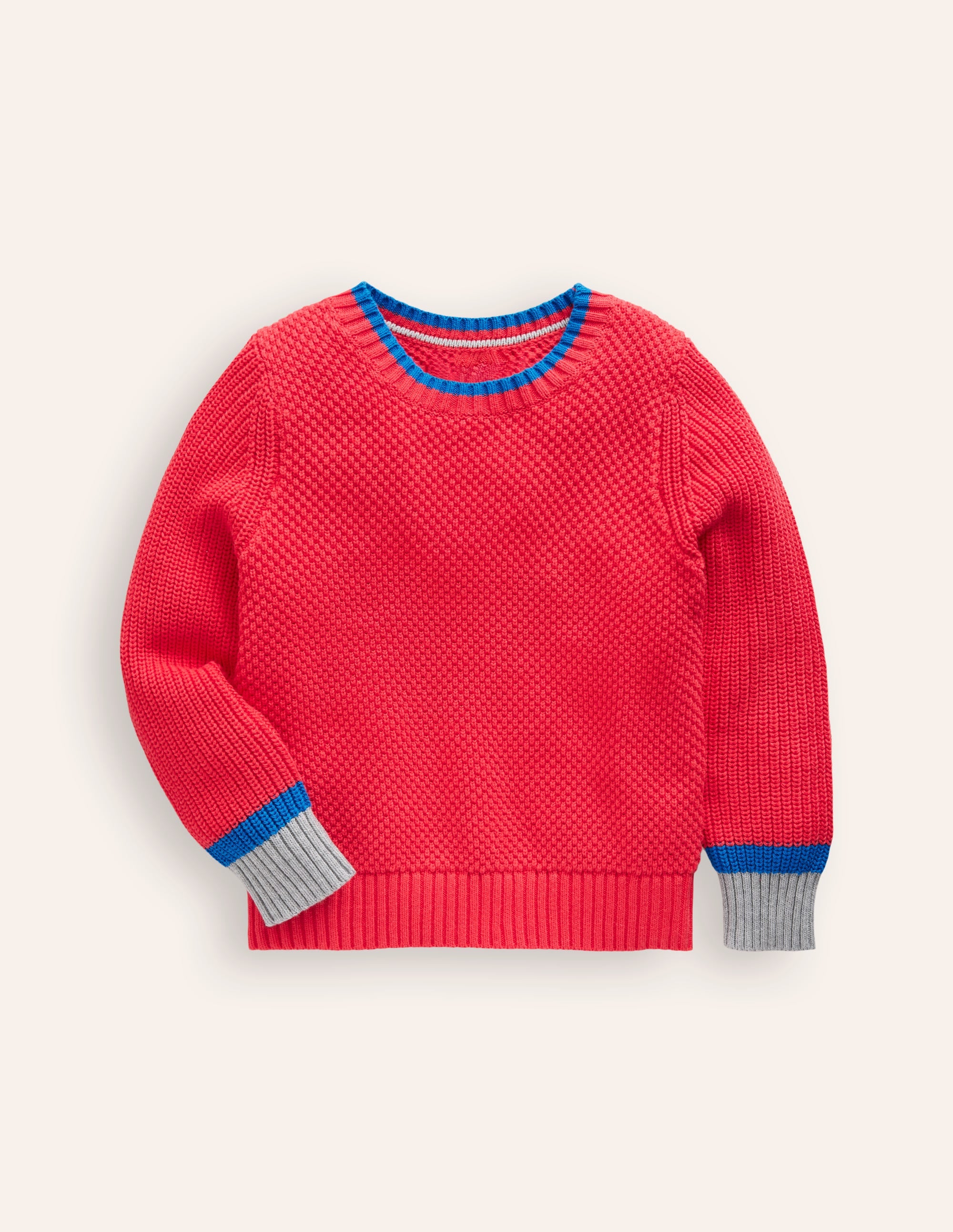 Grob gestrickter Baumwollpullover-Marmeladenrot - Image 1