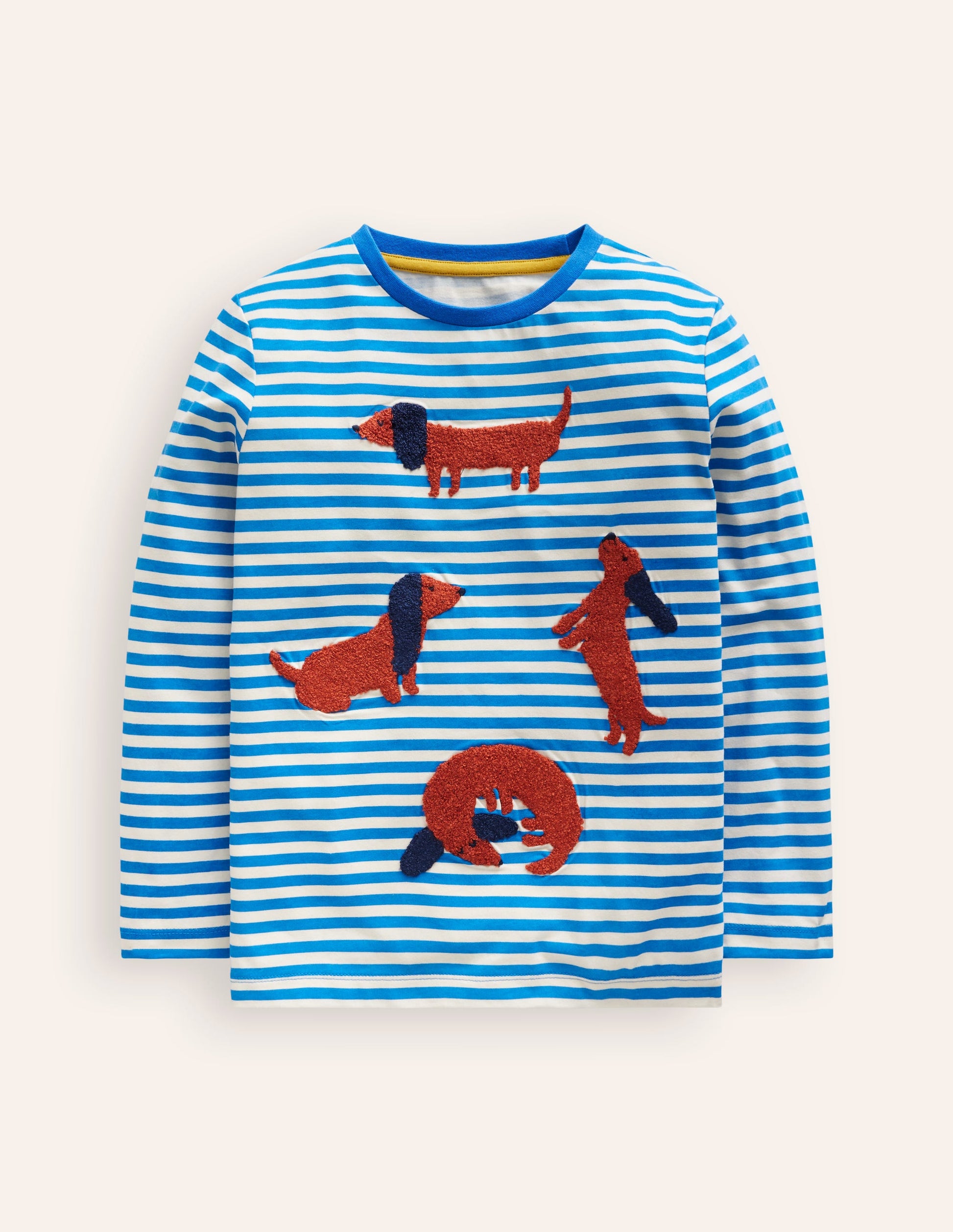 T-Shirt mit Bouclé-Detail-Griechisches Blau Hunde-3