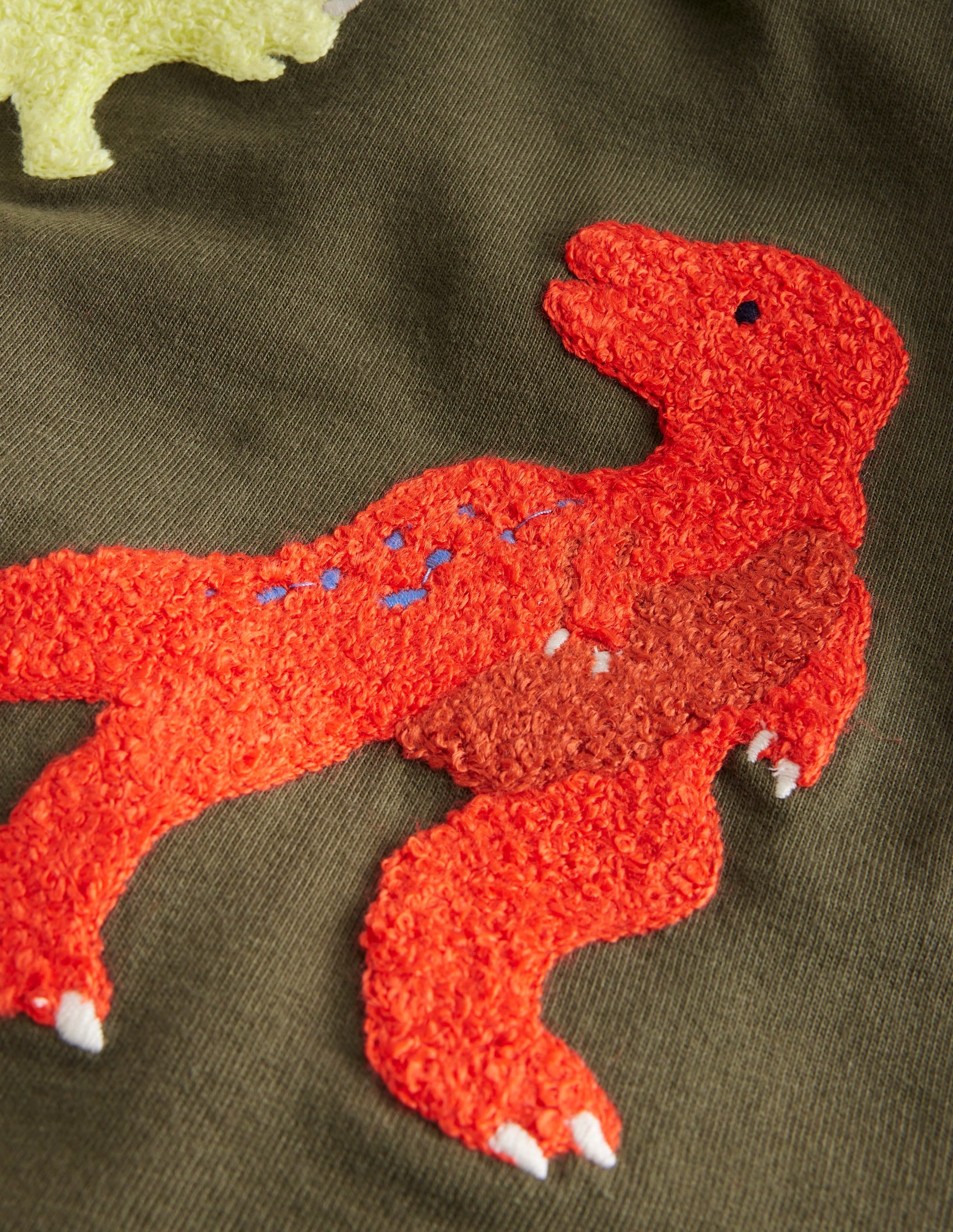 T-Shirt mit Bouclé-Detail-Klassisches Khaki Dino - Image 3