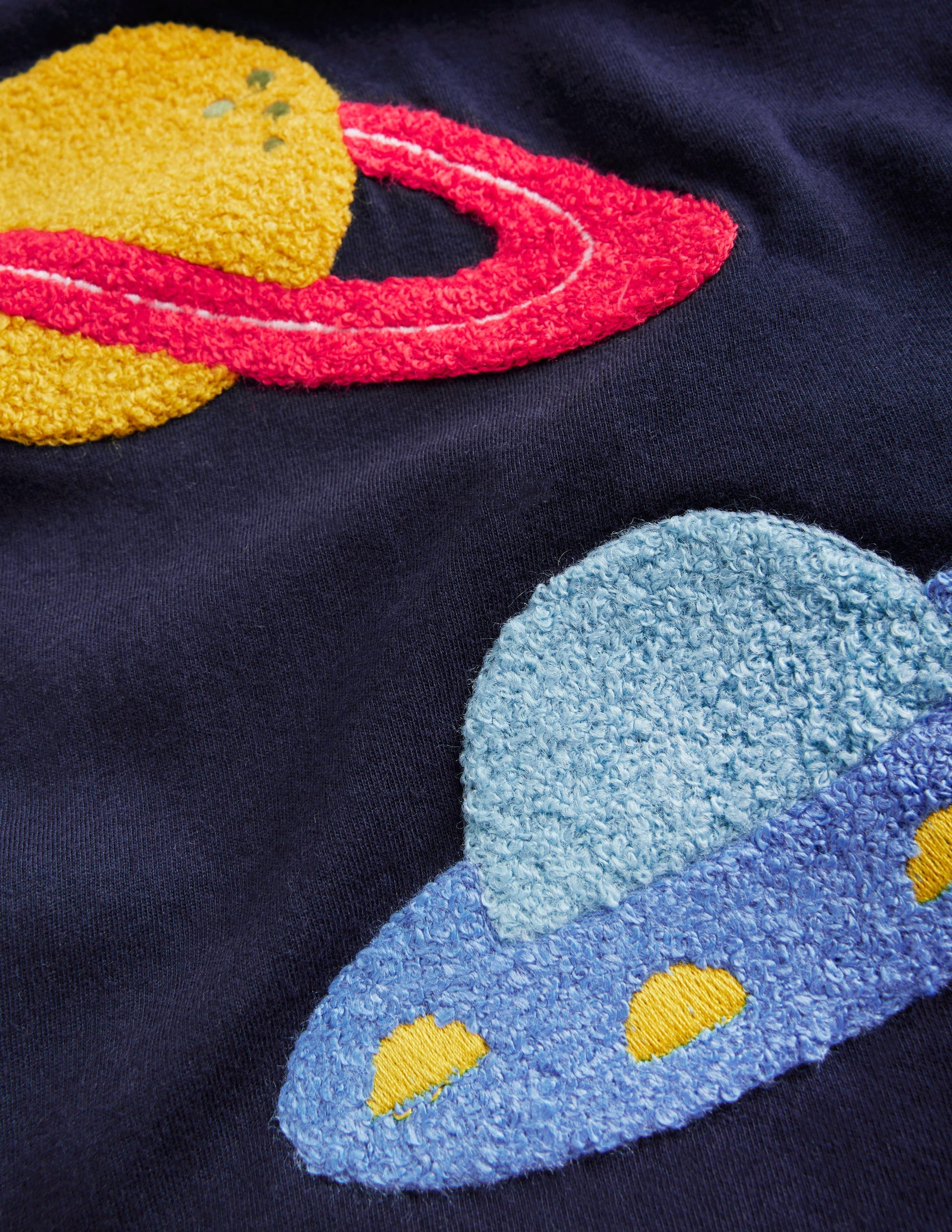 T-shirt à détail en bouclé-Planètes bleu marine universitaire-3