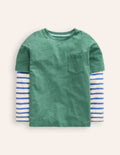 T-shirt à fausses manches-Vert éphémère