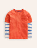 T-shirt à fausses manches-Orange terre cuite