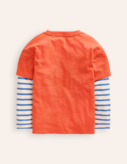 T-Shirt im Lagenlook-Terrakotta-Orange