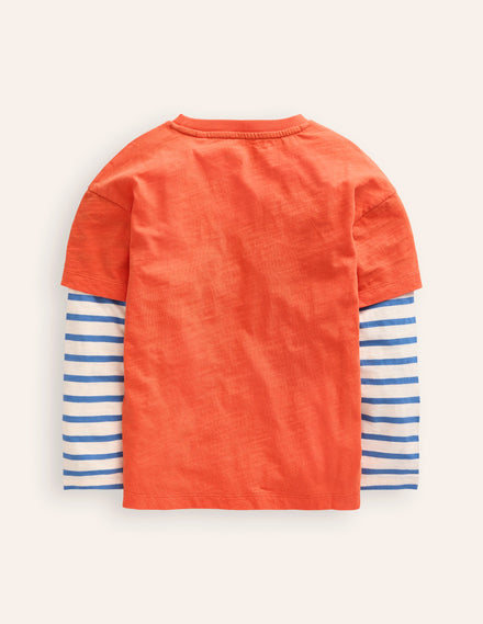 T-Shirt im Lagenlook-Terrakotta-Orange