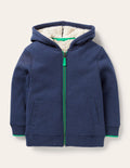 Sweat à capuche à doublure douillette-Bleu marine universitaire chiné
