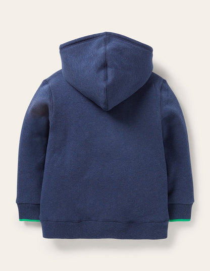 Kapuzenpullover mit Zottelfutter-Schuluniform-Marineblau Meliert