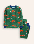 Pyjama long douillet-Renards vert joyau