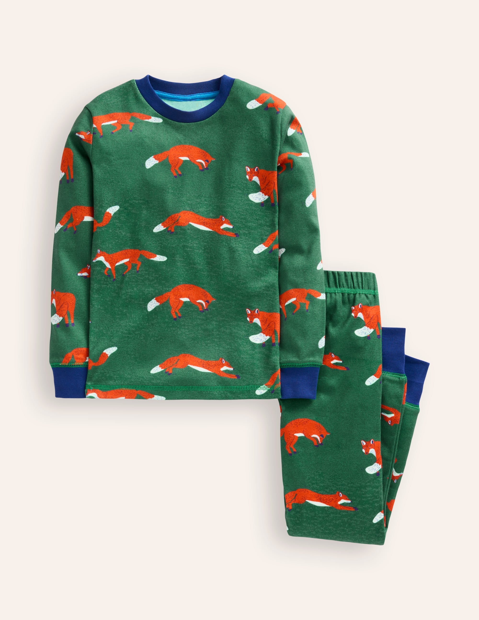 Pyjama long douillet-Renards vert joyau - Image 1